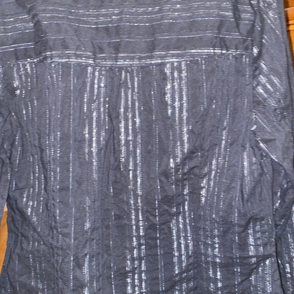 a.n.a Black Silver metallic Pinstripe Button Down shirt Size PL - Picture 4 of 6